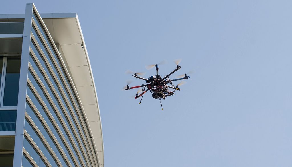Drone near building