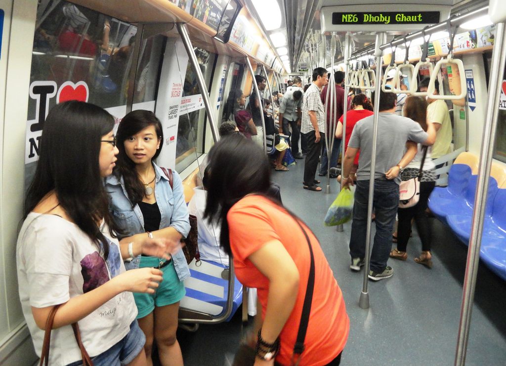 Singapore train commuters