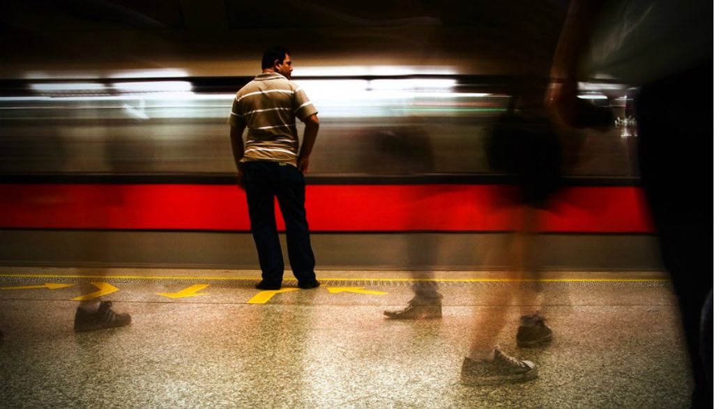 Singapore train in motion
