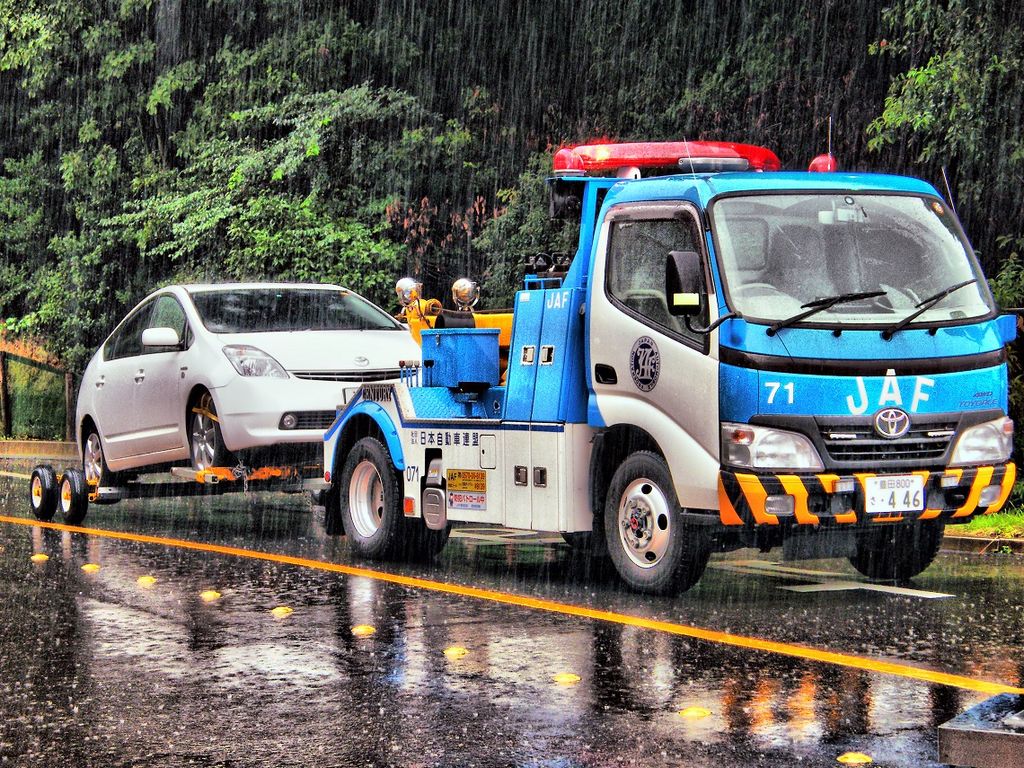Car being towed