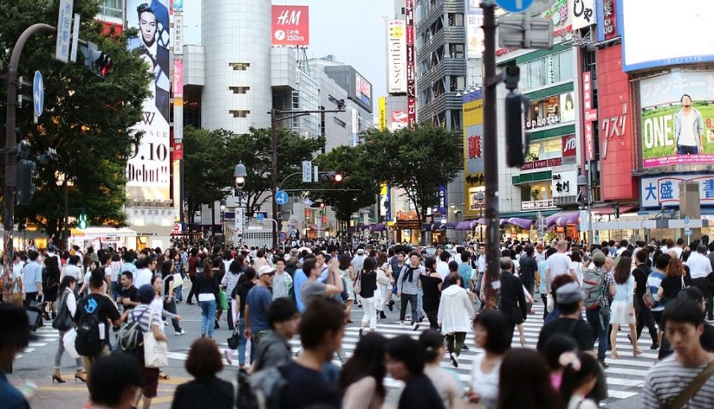 Busy city crossing